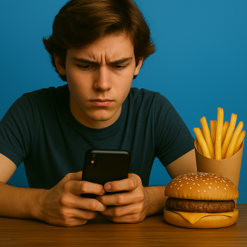 teenager screen fast food (AI generated microsoft copilot)
